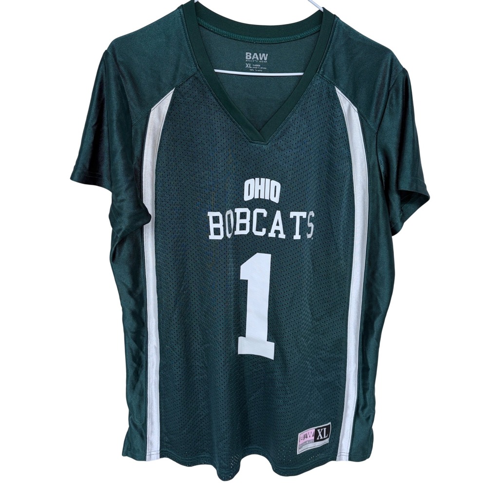 BAW‎ Ohio University Bobcats Football Jersey Womens XL Green #1 OU Mesh
